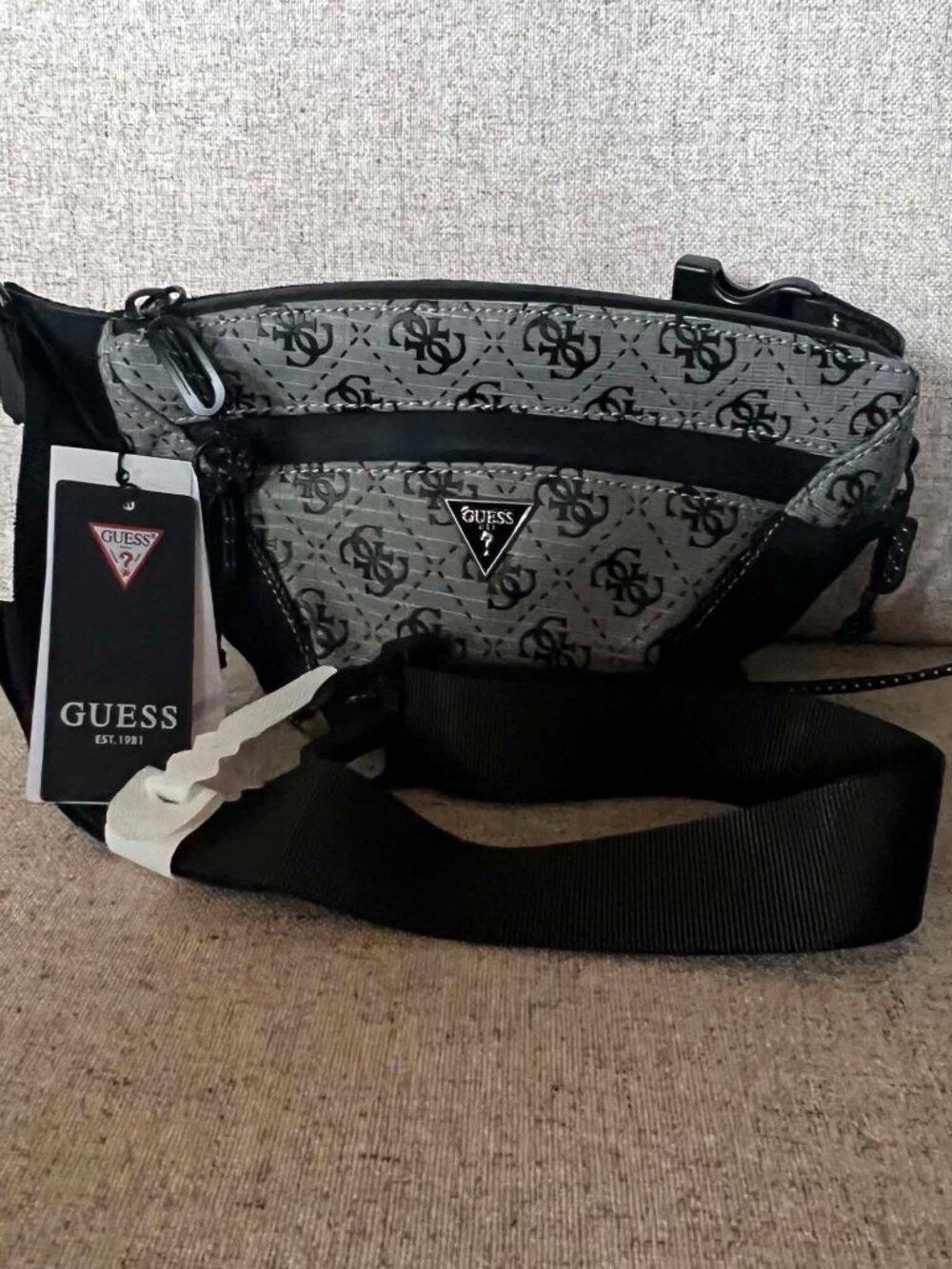 NWT Guess Trento Quattro Multi-Functional Bum Bag Black/Grey